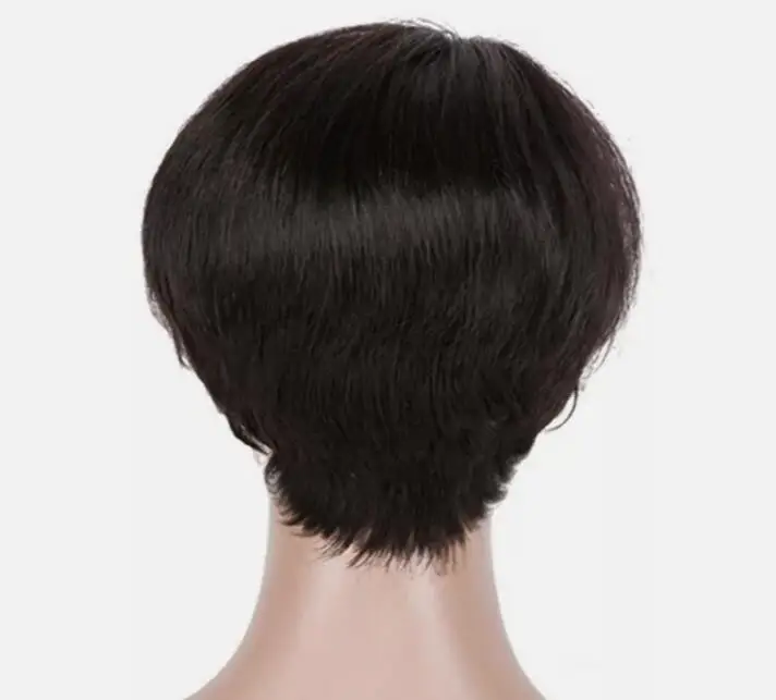 Wig alami asli 100% untuk wanita Wig hitam bagian samping renda pemisah