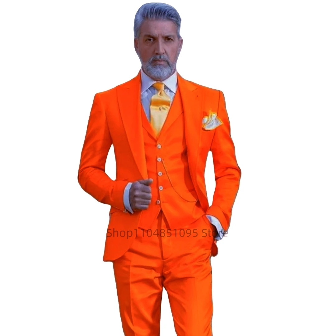 

Классический стиль Оранжевый 3-х предметный приталенный зеленый мужской смокинг костюм с пиковыми лацканами однобортный пиджак жилет брюки комплект для вечеринки жениха