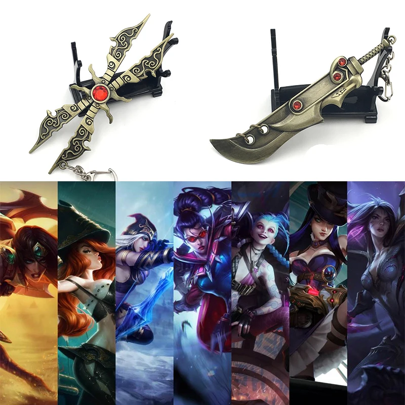 

12cm Metal LOL Hero Sword Axe Machete Model Game Peripheral Manga Anime Keychain Ornament Decoration Accessories Toy Weapon Prop