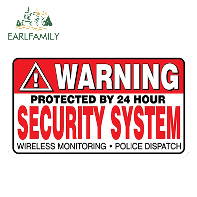 EARLFAMILY Car Styling WARNING Security System Stickers Home Alarm Decal Vinyl Window Bumper Waterproof Car Sticker