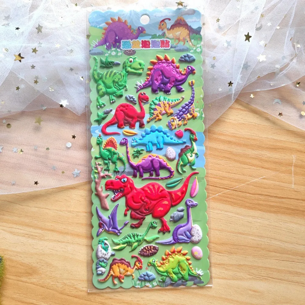 4 قطع من ملصقات حديقة الديناصورات الجوراسية للأولاد الكرتونية للأطفال، ملصقات إسفنجية EVA قابلة لإعادة الاستخدام مع تصميمات متعددة مثالية للكمبيوتر المحمول