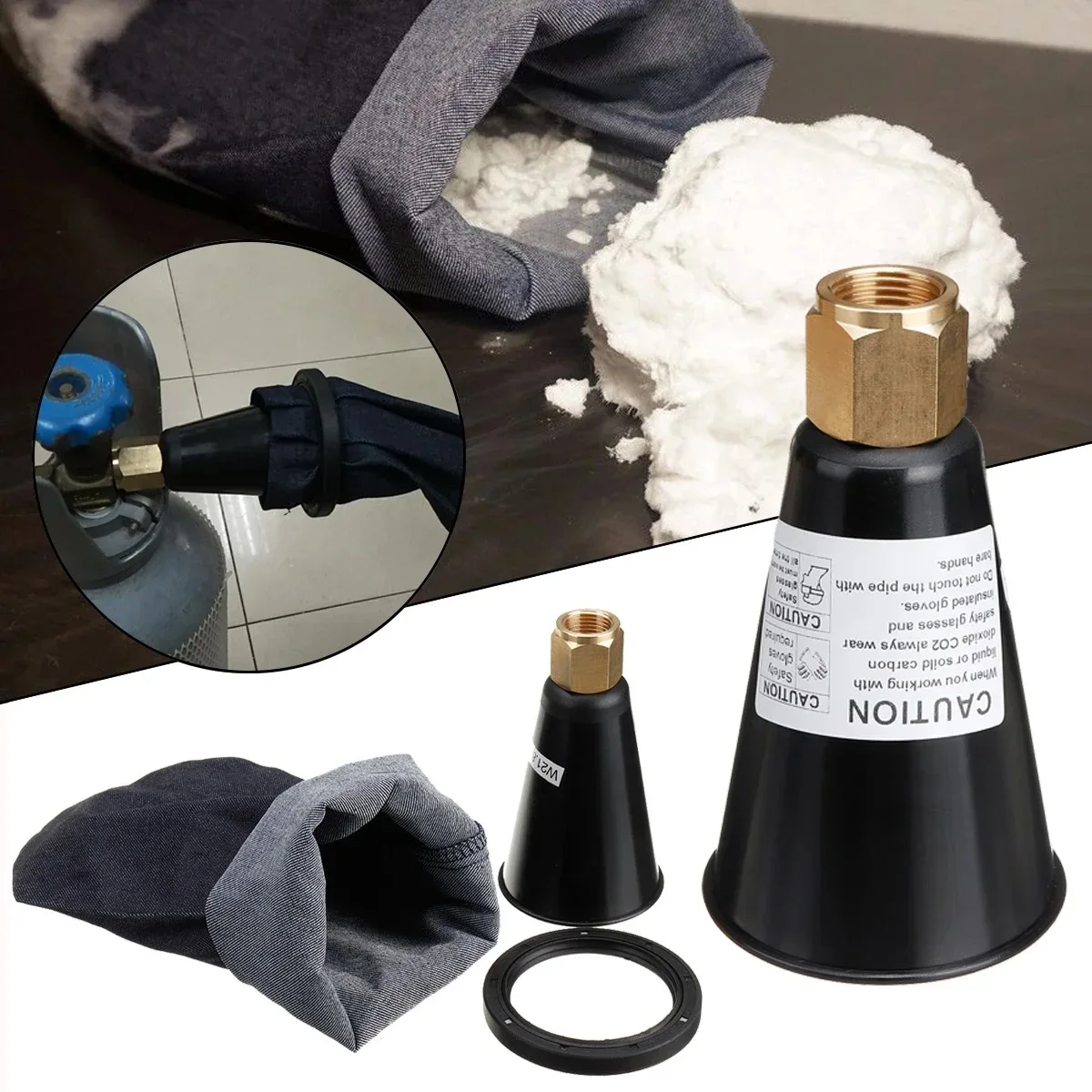 

Dry Ice Maker W21.8 Thread Valve Cone with Collection Bag and O-ring