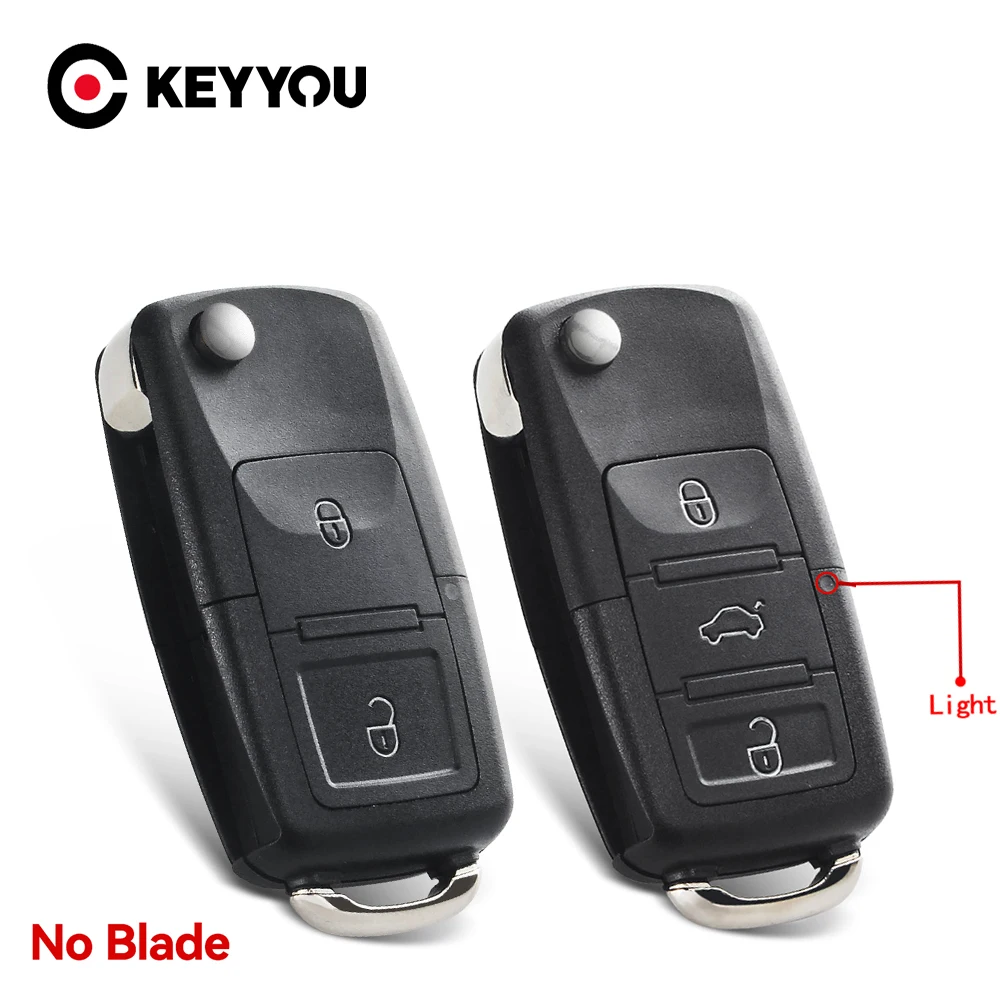 Keyyou 3 botões dobrável remoto chave escudo caso chave do carro para vw para volkswagen bora passat golf polo jetta sharan touran sem lâmina