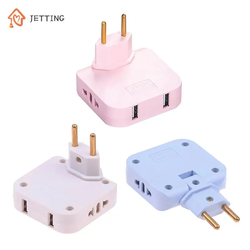 1Pc EU Extension Plug Electrical Adapter 3 In 1 Adaptor 180Degree Rotation Adjustable For Mobile Phone Charging Converter Socket