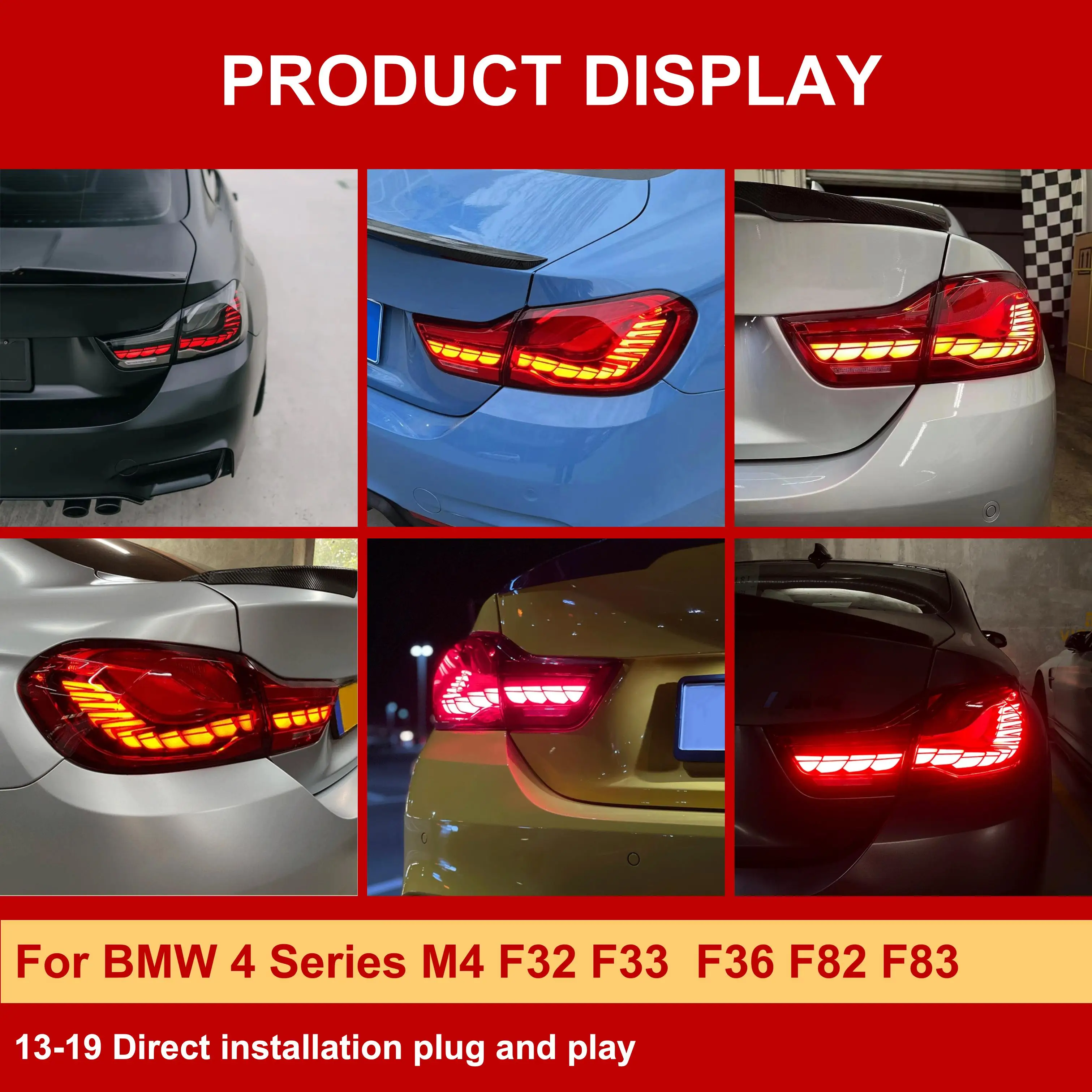 حار بيع اكسسوارات السيارات ل BMer M4 F82 4 سلسلة F32 F33 F36 F82 F83 2013-2019 ترقية LCI نمط أضواء خلفية الضوء الخلفي