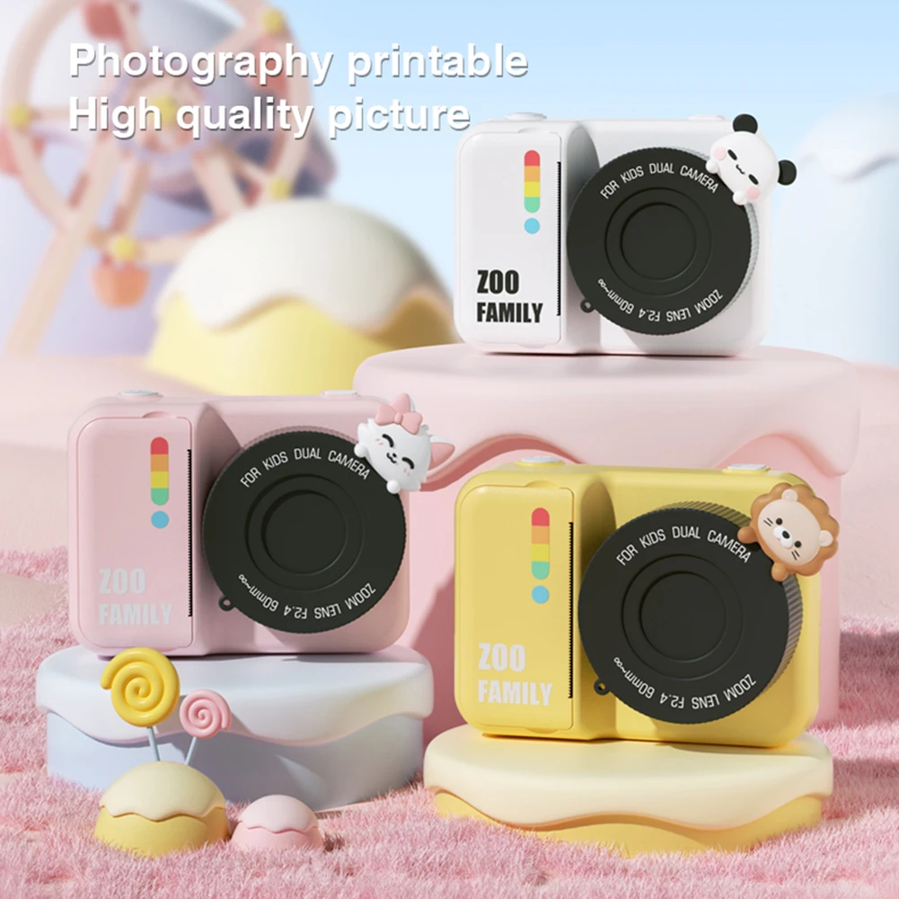 48MP Instant Camera Child Selfie Camera Toy with 3 Rolls Photo Paper Toddler Camera Mini Thermal Printer for Girls Boys Toddlers