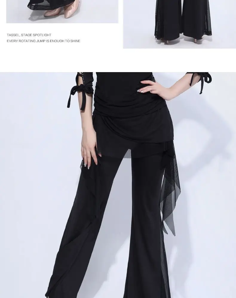 1pcs/lot woman summer latin dance wide leg long pants lady modern ballroom performance pants