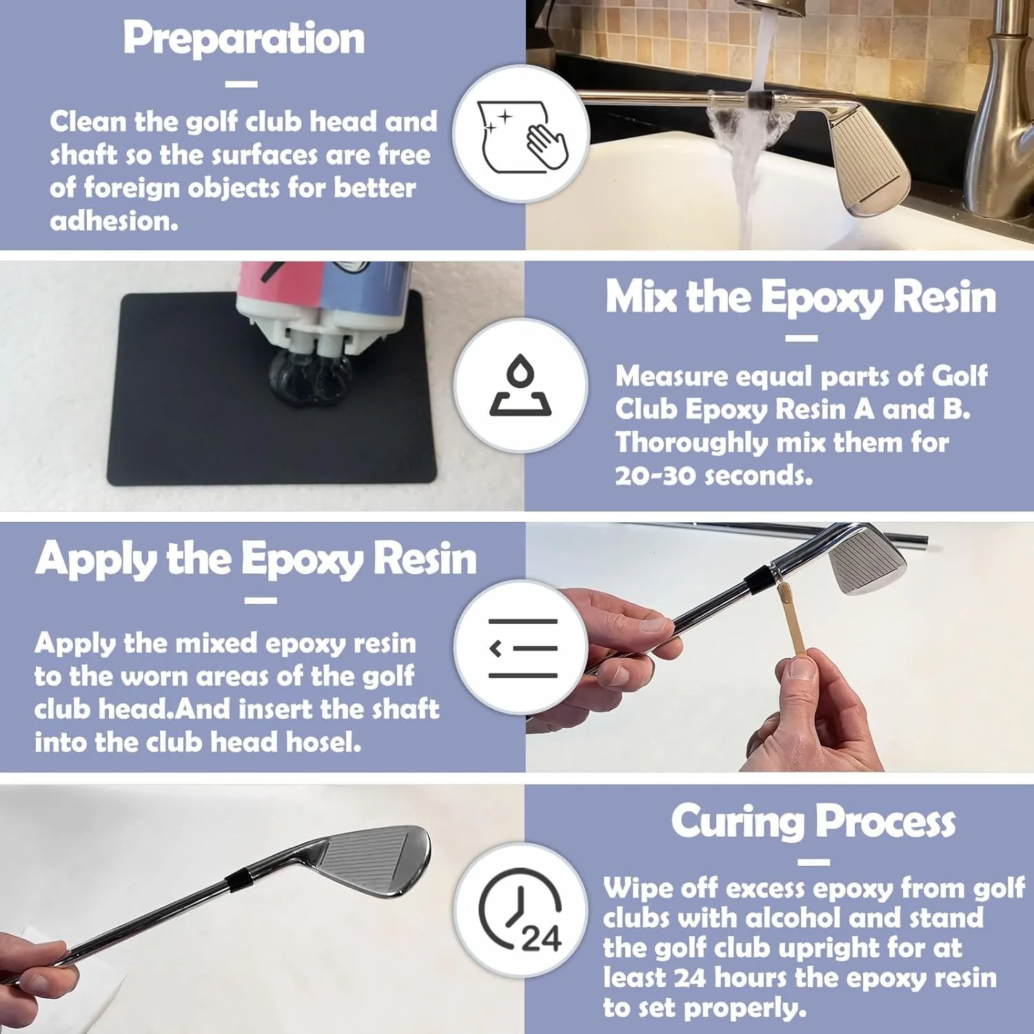 Long Cure Epoxy Glue for Golf Club Repair, High Impact & Waterproof AB Adhesive, 24H Full Cure, 60g view 3
