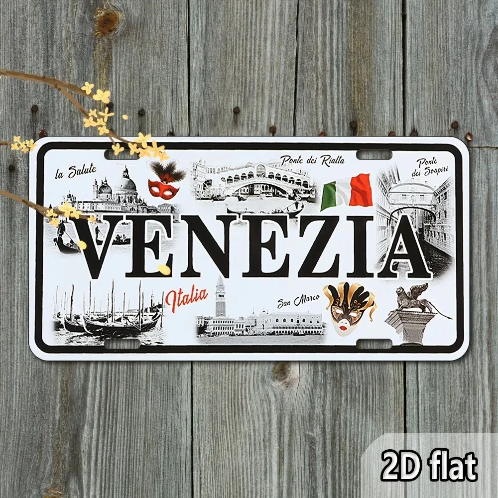 2D Flat Retro Venice Art Sign, Bold VENETIA Plaque, Weatherproof Wall Art, Italy Lover Gift for Home Decor