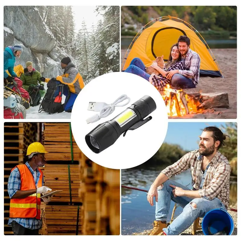 LED Portable Flashlight High Lumens LED Flashlight Waterproof Handheld Flashlight Rechargeable Flash Light Adjustable Camping