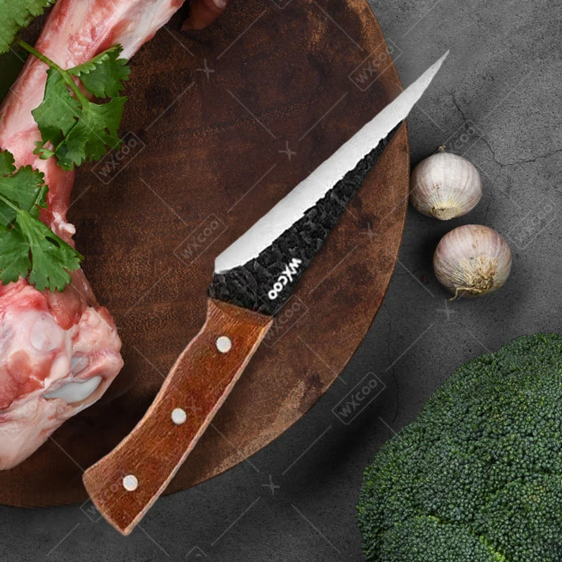 WXCOO Flexible Kitchen Knife Professional Forged Boning Knife Fish Filleting Knife with Sheath Chef Wood Handle Kitchen Supplies