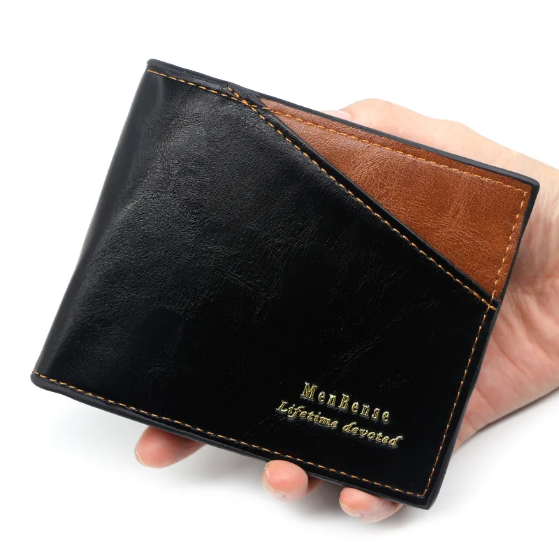 

Men's Short Wallet Large Capacity PU Leather Multi-Slot Coin Pocket Photo Holder Small Men Purse Card Holder Vintage Male Wallet