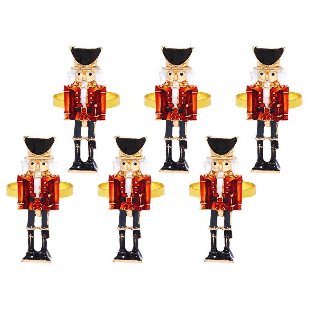 

6pcs Nutcracker Napkin Buckles Xmas Nutcracker Napkin Holders Table Decoration Napkin Ring napkin rings