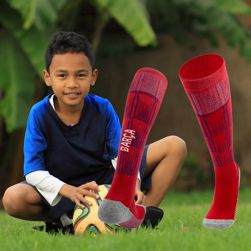 

Аксессуары, длинные детские футбольные носки, дышащие футбольные носки выше колена, удлиненные чулки с полотенцем для мальчиков и девочек