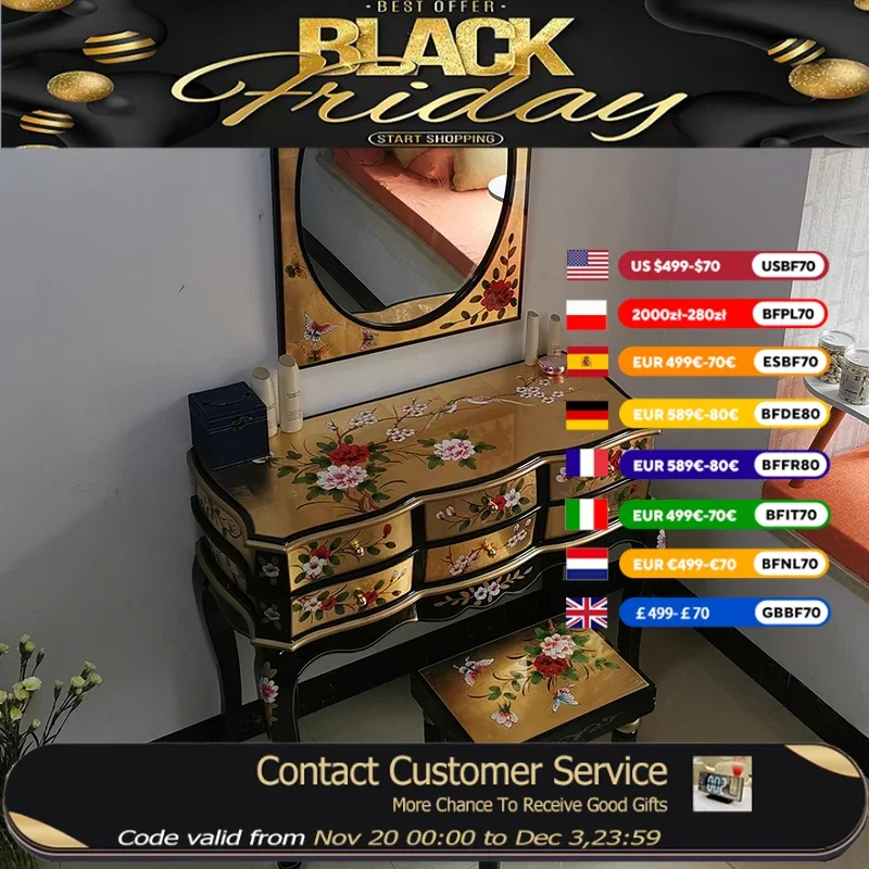 

Luxury Stool Mirror Vanity Tables Storage Drawers Large Women Bedroom Dressers Makeup Organizer Coiffeuse Furniture Home