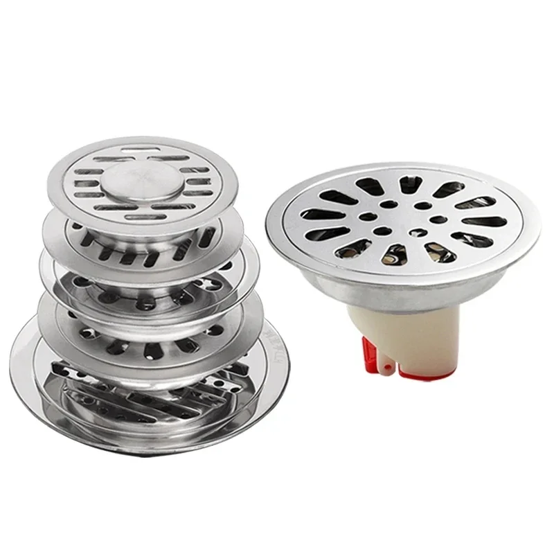 Circular Stainless Steel 304 Floor Drain Deodorizer Shower Drainage Bathroom Washing Machine Silver Brush Floor Drain Cover