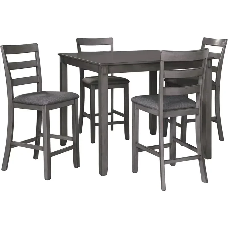 Diseño exclusivo de Ashley Bridson Juego de comedor de 5 piezas con altura de mostrador y mesa y 4 taburetes de bar