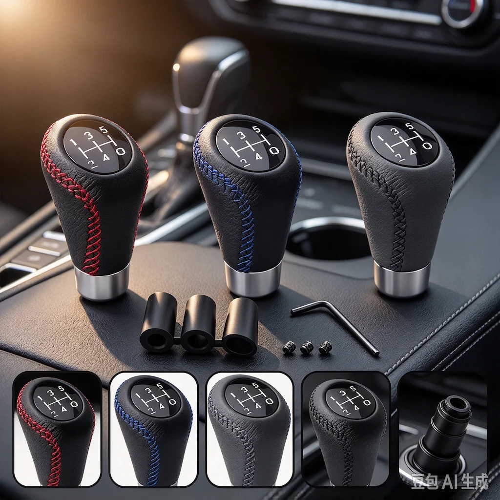 3 Colors 5 Speed Car Gear Shift Knob Leather Lever Shifter Red Stick Manual Gear Head Lever Knob Fit For Honda Toyota Nissan