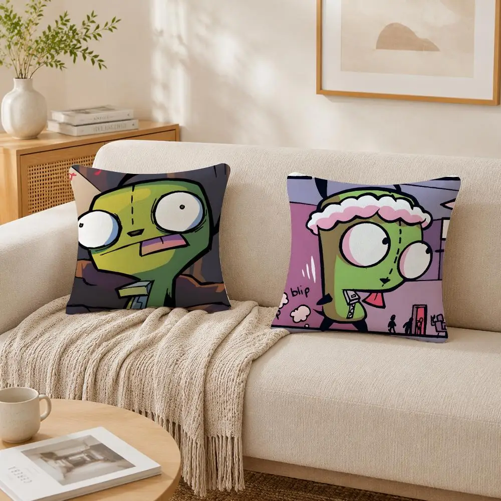 Anime Gir I-invader Z-zim Cushion Cover Plush Decorative Pillow Case With Hidden Zipper Fashion Room Decor For Home