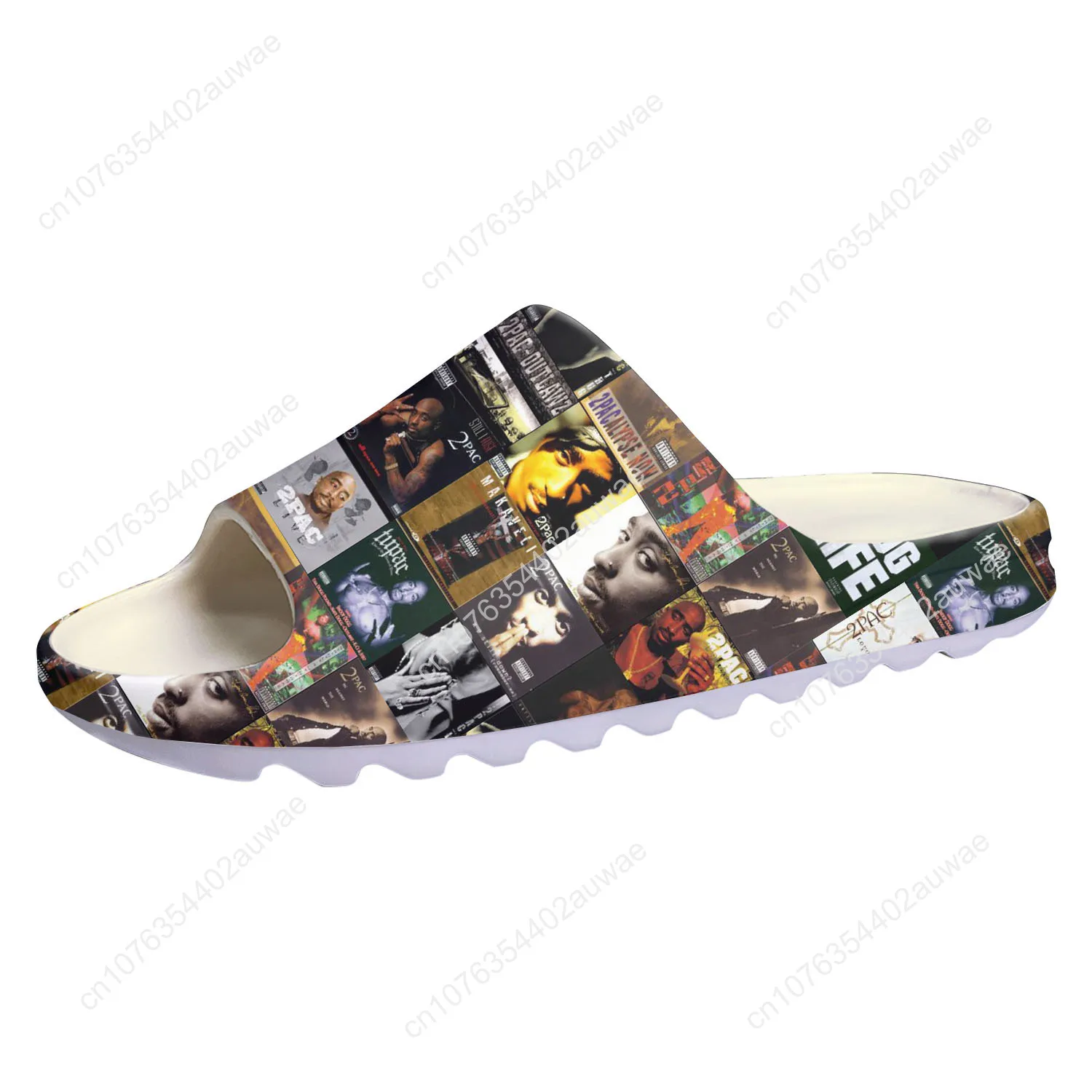 Tupac Rap Soft Sole Chinelos para Homens e Mulheres, Tamancos Domésticos, Passo em Sapatos de Água para Adolescente, Praia no Sapato Personalizado do Banheiro, Sandálias de Praia, 2Pac