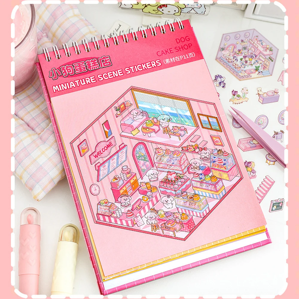 20Pcs Scenes New Cartoon Landscape Sticker Book Wholesale 3D DIY Pocket Cabin Scene Stickers Gift for Kid Child