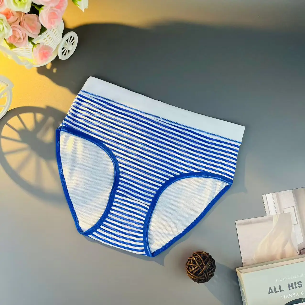 20 pièces [sous-vêtements pour femmes] cadeaux de noël d'halloween culottes mignon imprimé rayé sous-vêtements féminins taille moyenne Lingerie slips