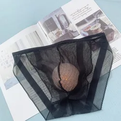 Mens Sissy Pouch Panties Ultra-Thin Lace Underwear See Through Lingerie Low Rise Transparent Briefs Transvestit Crossdressing