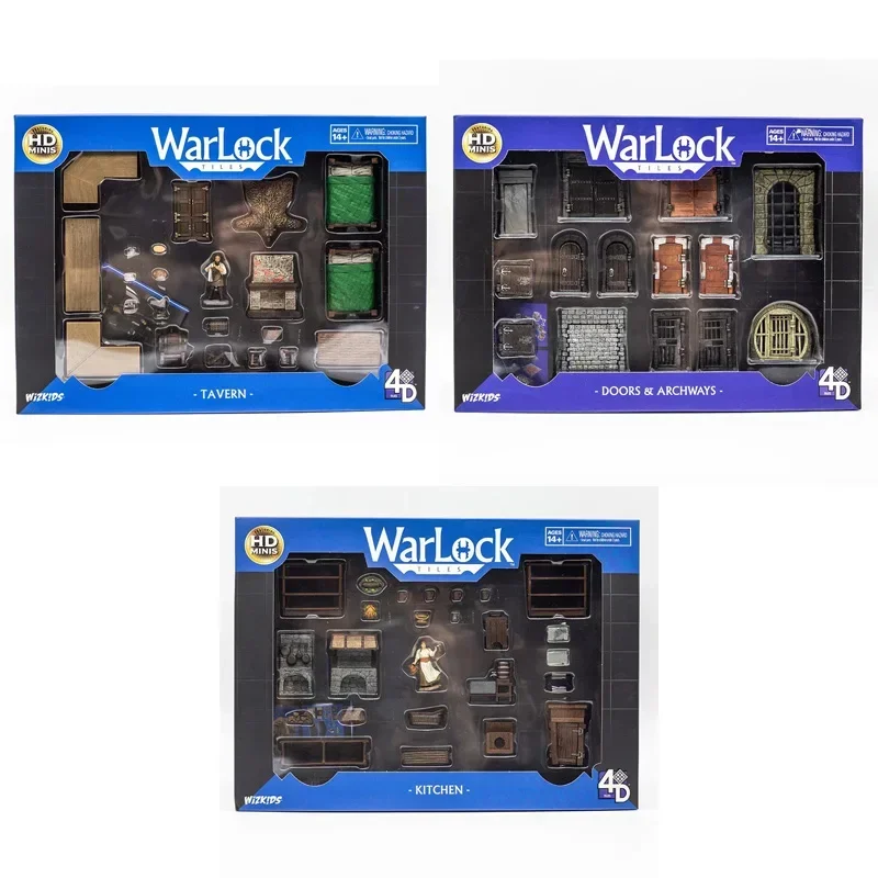 Hasbro Board Game Wizkids Warlock Tiles Kitchen Doors Archways Tavern 4D Tiles Miniature Scene Doll Gifts Toy Model Collect