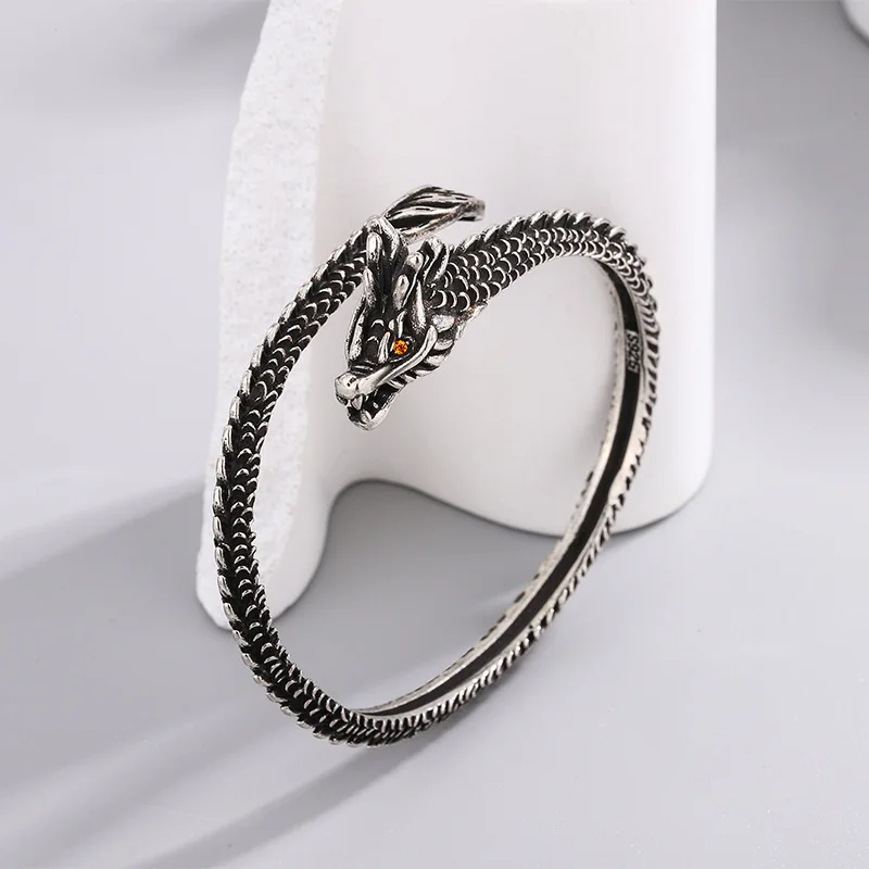 New Retro Creative Dragon Bangles Temperament 925 Sterling Silver Exquisite Personality Popular Opening Bracelets  SL112