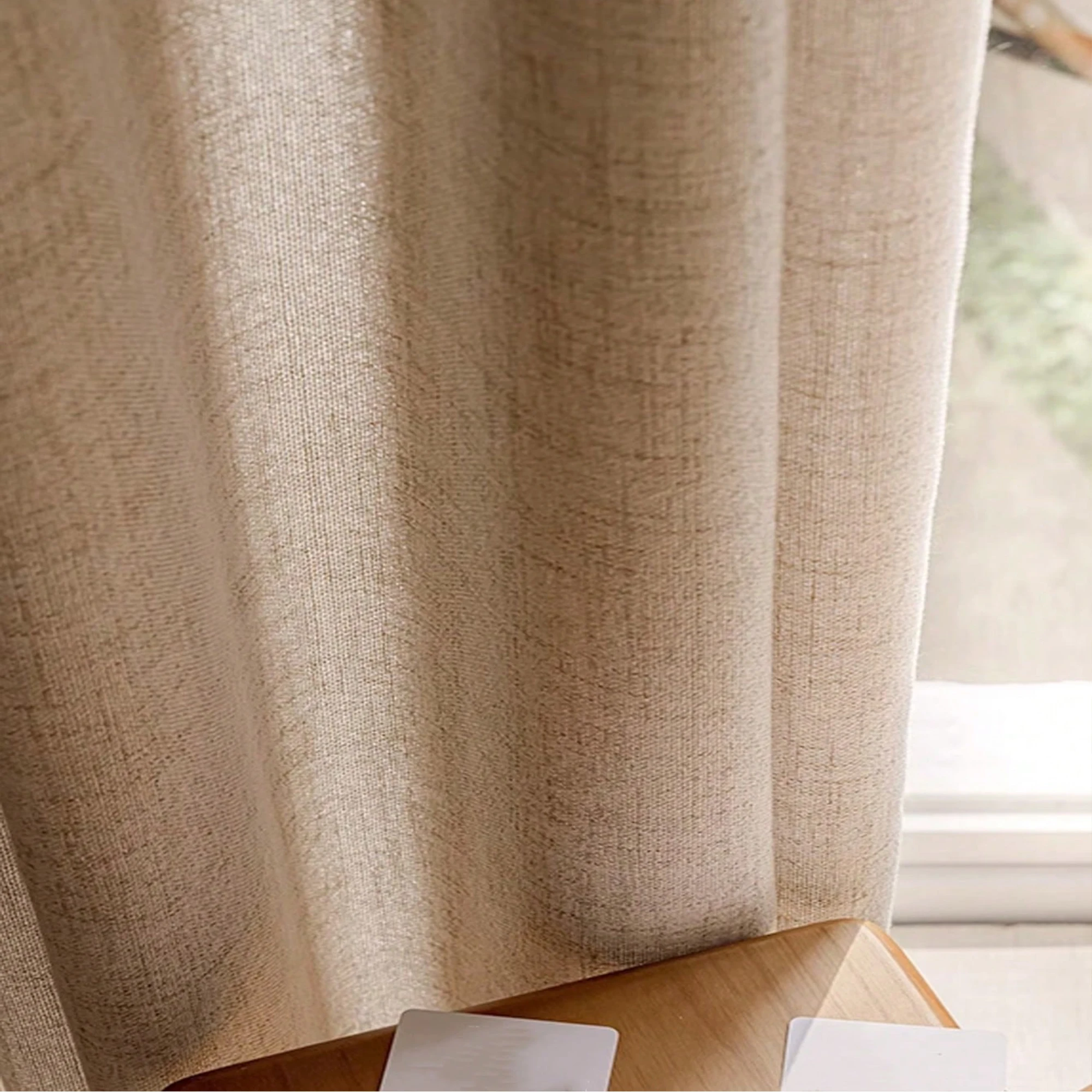 1 Piece Modern Light - Luxury Linen Windproof, Breathable and Blackout Curtain,for Living Room，Bedroom,Heat Insulating