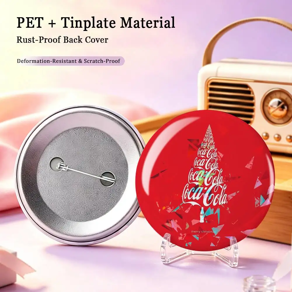 Enjoy C-Coca Cola Coke Drink Custom Tinplate Round Button Badges Pins Brooches for Clothes Backpack