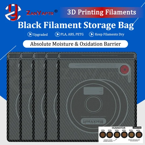 Bolsa de vacío de filamento negro mejorada 3D, almacenamiento de filamentos PLA ABS PETG con bomba de aire eléctrica recargable por USB, sellado al vacío
