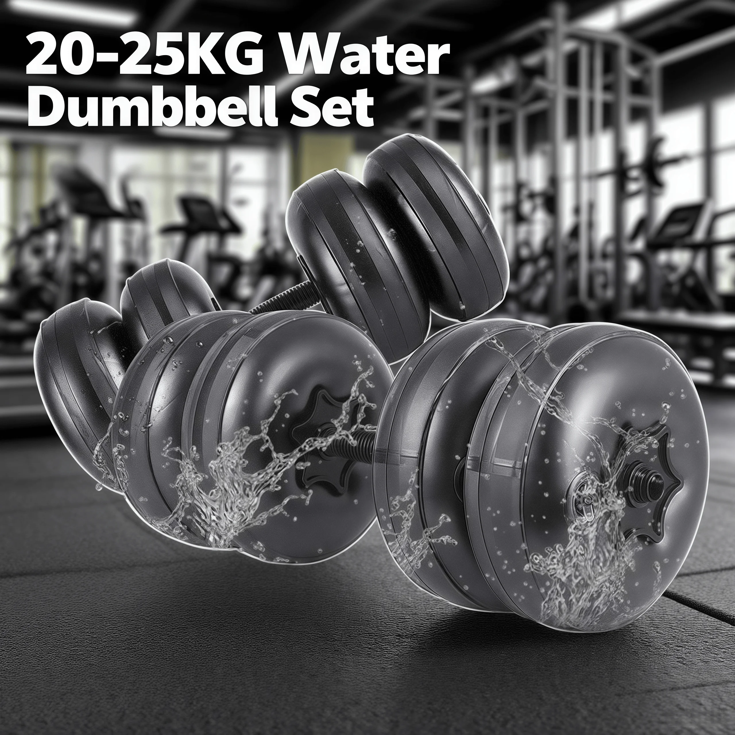 

20-25 kg water dumbbell set (pair) adjustable weight classic valve for strength training|black