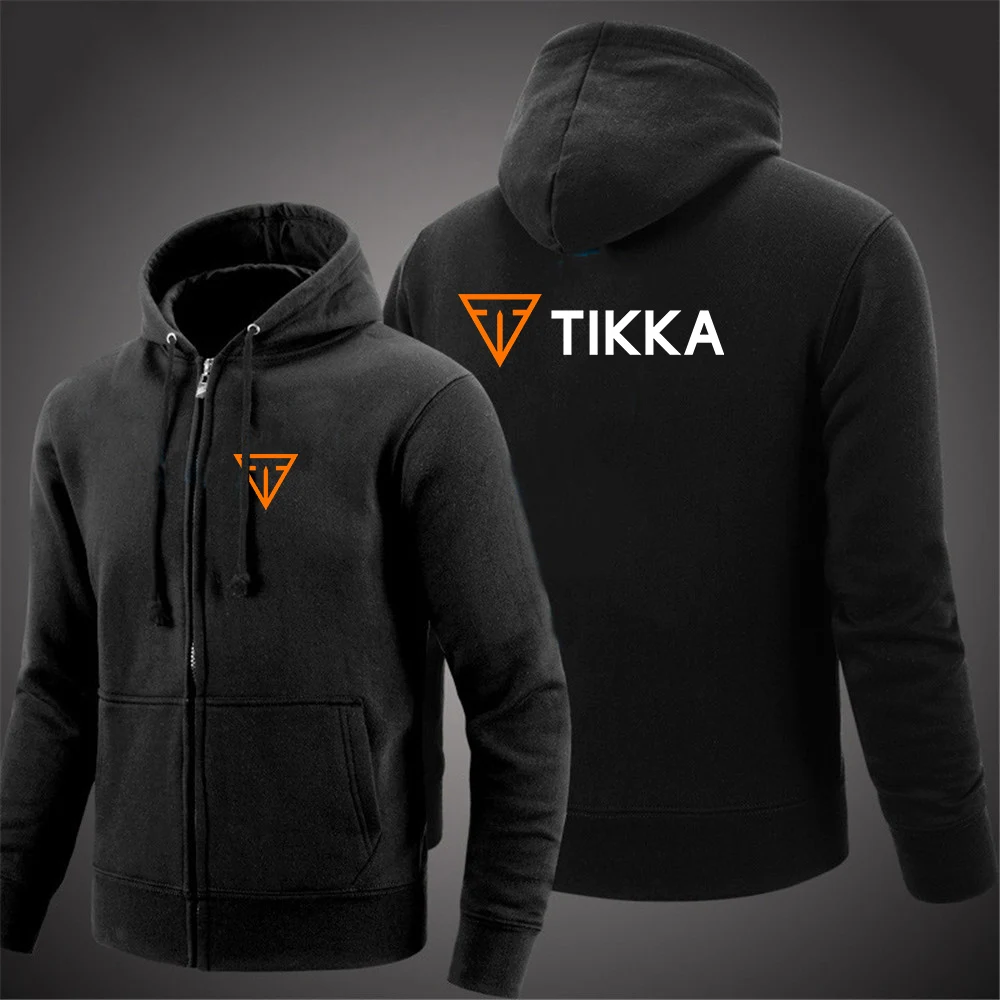 Tikka By Sako Finland Firearms Logo 2022 Men's New Solid Color Hooded Long Sleeves Zip Harajuku Jacket Sweatshirts Pullover Tops