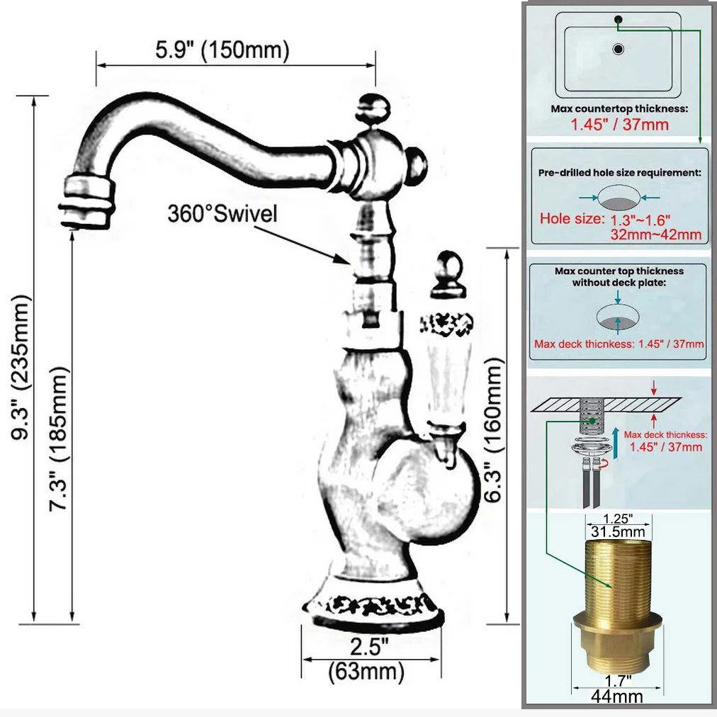 Badkamer Kraan Messing Roterende Uitloop Wastafel Wastafel Mengkraan Badkamer Keuken Wassen Kraan Wastafel Kranen Keuken Mixers zzh033