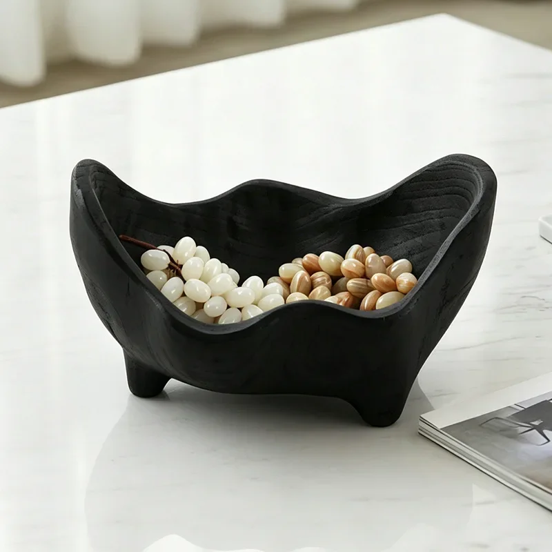 Modern wabi sand wind fruit plate ornament creative abstract irregular ingot shape fruit pocket dried fruit snack plate ornament