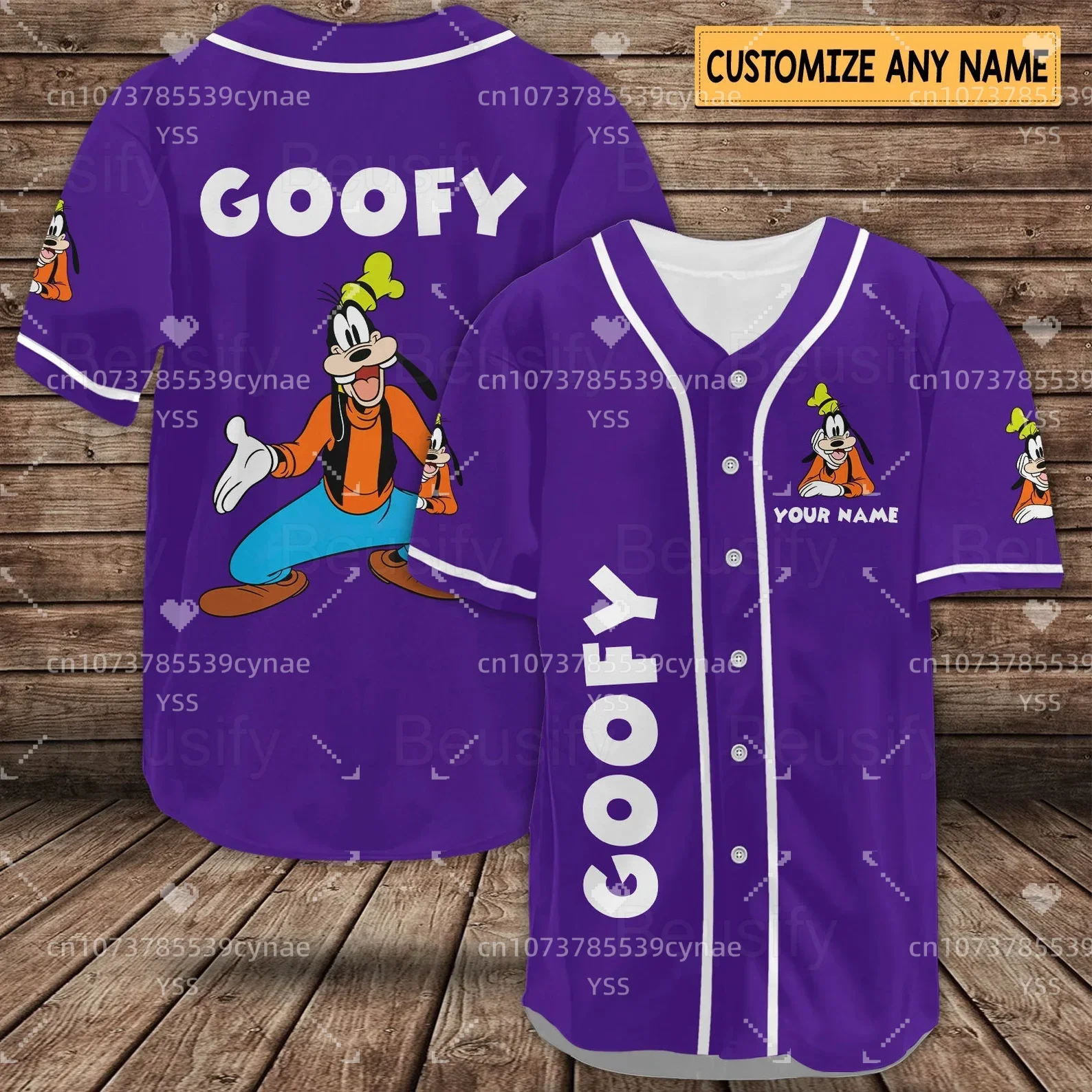 2023 Custom Name Disney Goofy Baseball Jersey Men Women Tops Disney Baseball Uniform Shirts Casual Party T-Shirts