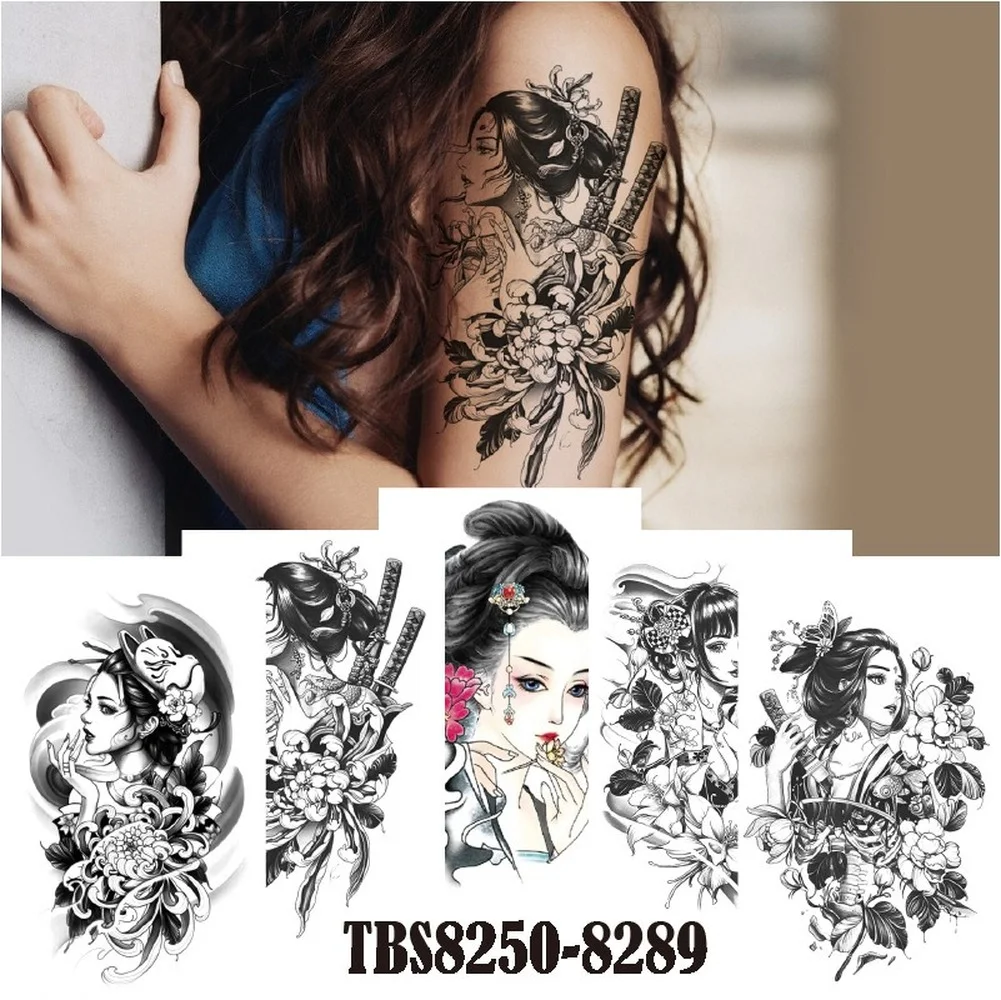 

Waterproof temporary tattoo stickers Geisha tatto stickers beauty character avatar tatoo stickers water transfer body makeup