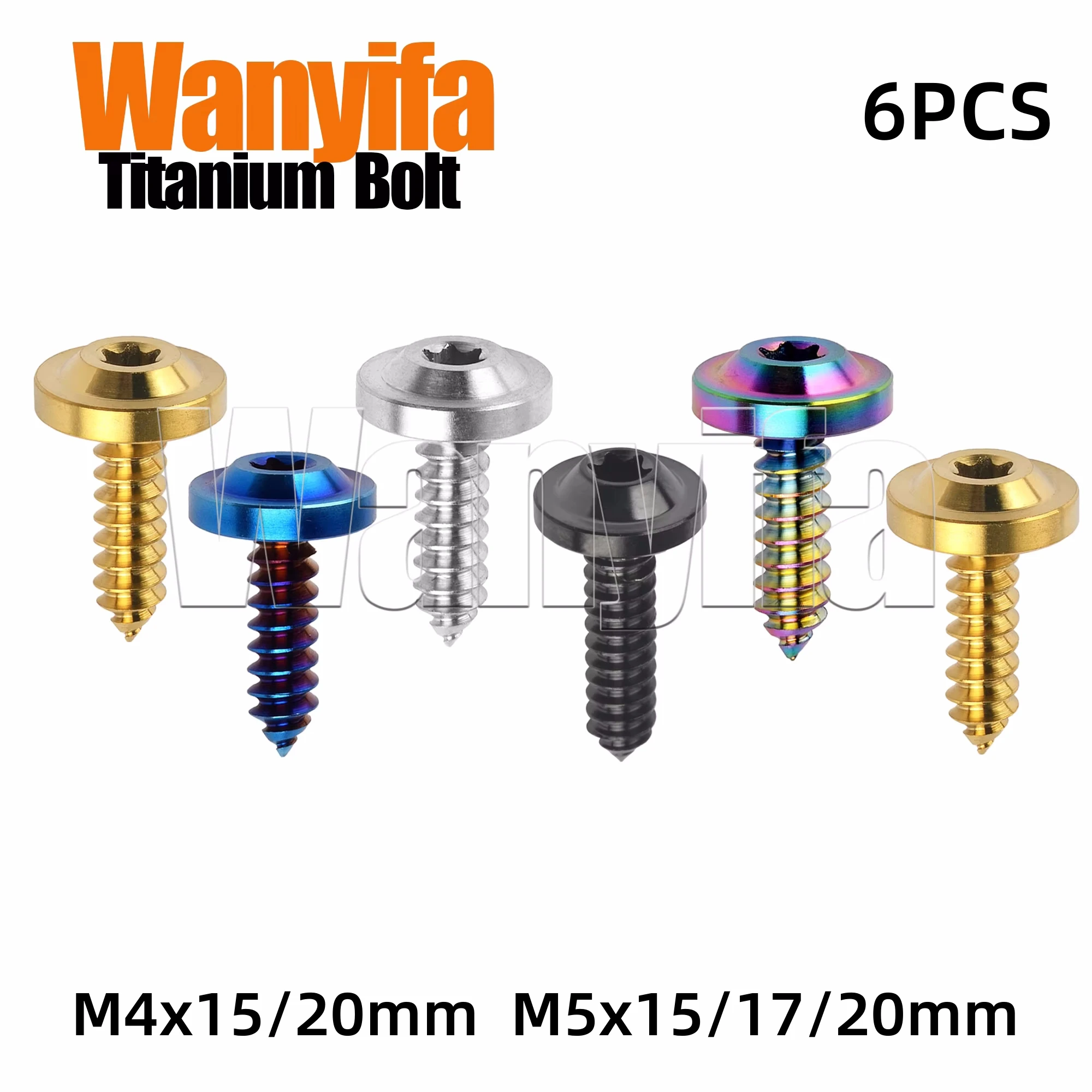 Wanyifa Titanium Bolt M4x15/20mm M5x15/17/20mm Disc Head Self-Tapping Button Torx Screws for MTB Bike Part 6Pcs