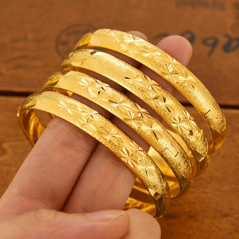 24K Gold Plated Dubai can open  Bangle for Women Middle East Gold Bangles Ethiopian Mesh Bracelets Wedding Jewelry African Gifts