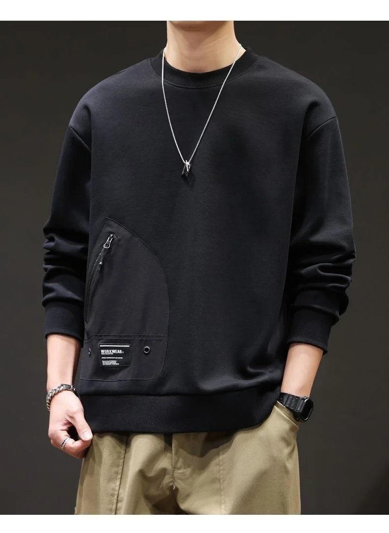Hoodie Oversized Masculino Sem Capuz para Treinamento Esportivo em Quadra de Basquete, Respirável, Elástico e de Secagem Rápida