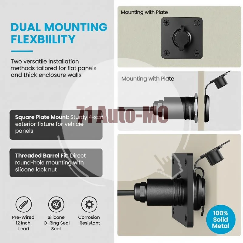 Waterproof Wall Socket Passthrough High Temp Resistant DC 5.5*2.1 Female Power Connector for Outdoor Smart Home Device Supply