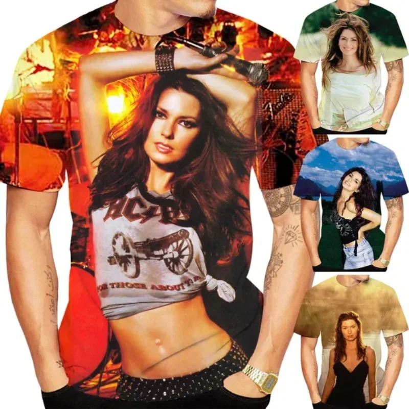 New Country Music Female Singer Shania Twain 3D Print T-shirt Fashion Men Clothing Hip Hop Harajuku Unisex Oversized T Shirt Top