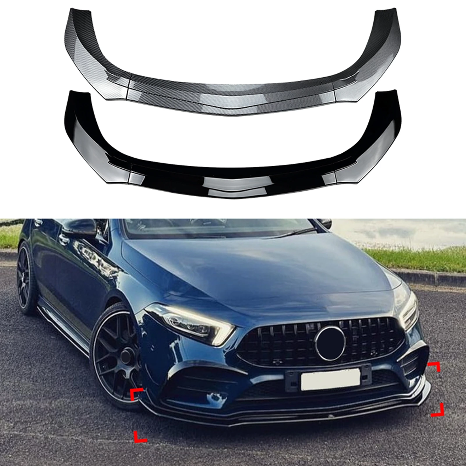 Car Front Bumper Lip Spoiler Lower Blade Splitter For Mercedes Benz A Class W177 A180 A200 A35 AMG 2019 2020 2021 2022