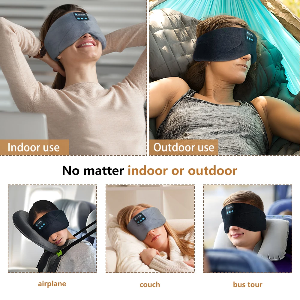 Soft Wireless Bluetooth Music Eye Mask cuffie Wireless per auricolari Seeping Sprots maschera per il sonno Unisex per i viaggi