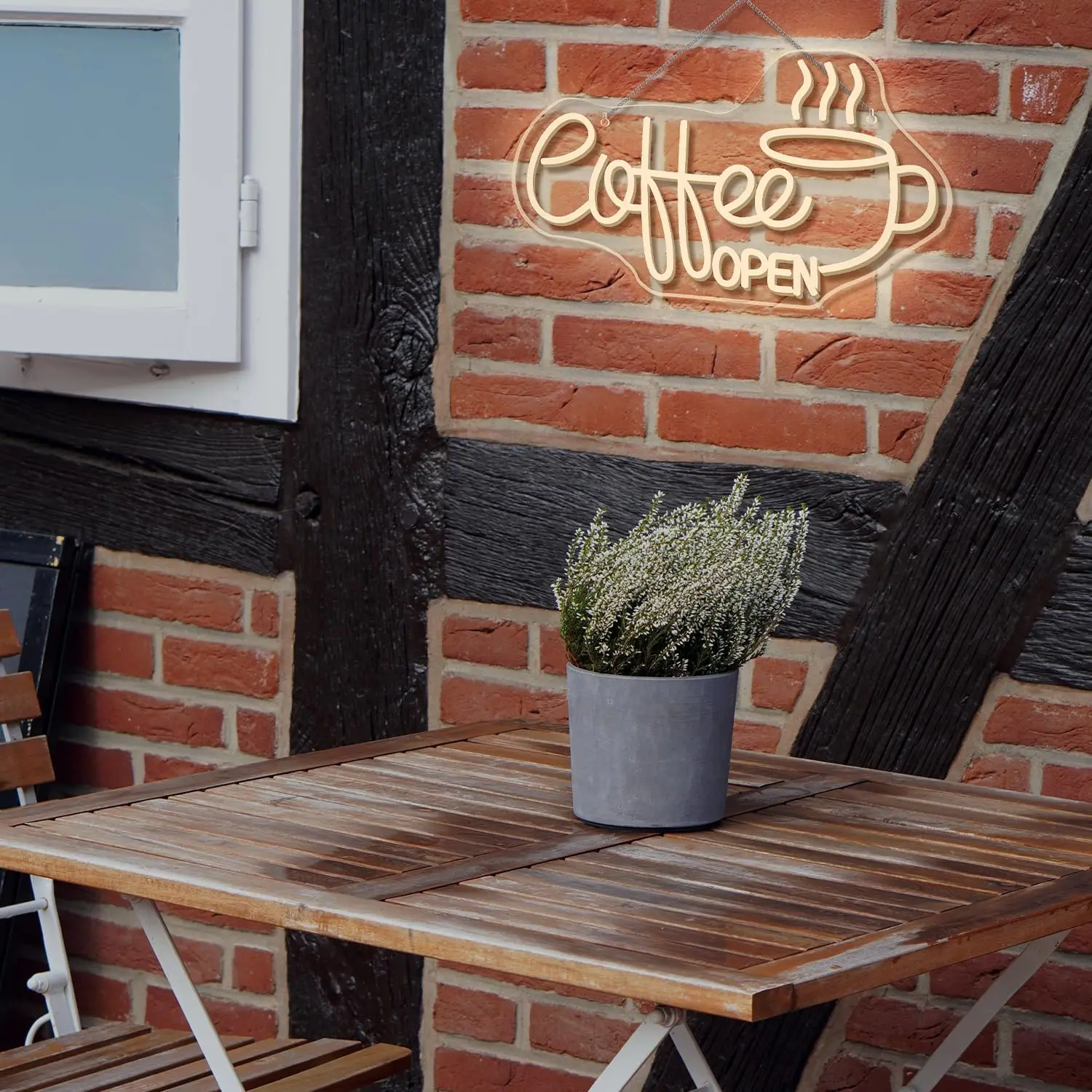 Coffee Open Neon Sign Warm White Light Up Sign Wall Decor for Coffee Bar Cafe Business Restaurant Club Party Man Cave