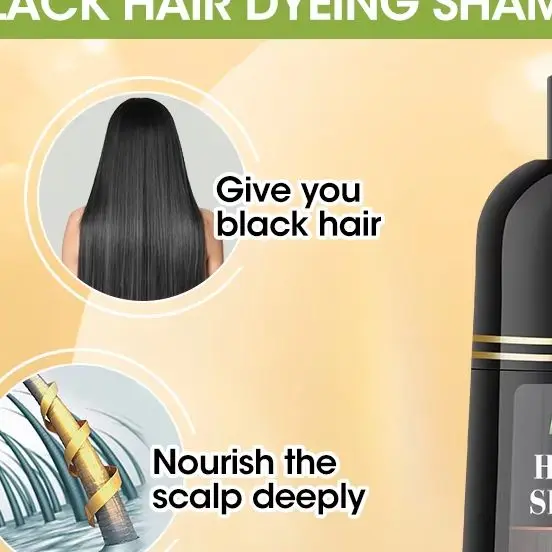 

500 мл шампунь с черной краской, черно-коричневая краска для волос, натуральный травяной шампунь с женьшенем для восстановления волос, серо-белые волосы, окрашенные в черный цвет