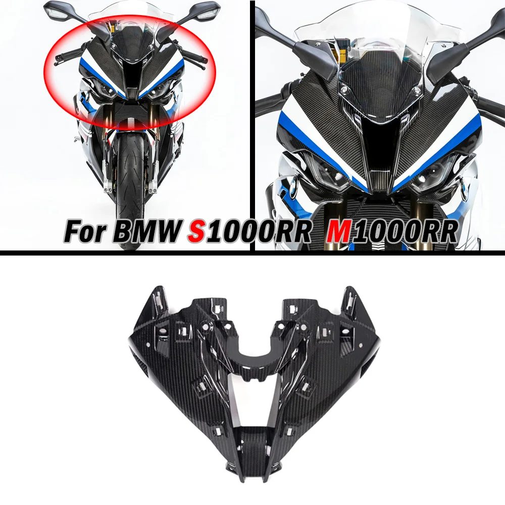 Motorcycle Accessories Head Nose Cowl For BMW S1000RR M1000RR 2019-2023 Airbox Air Ducts Hoods Cover Fairing Carbon Fiber Look