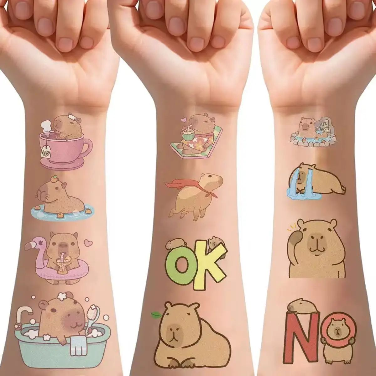 

Милые временные татуировки с капибарой, наклейки для детского дня рождения, сувениры для мешков с подарками, товары для рождественской вечеринки, украшения