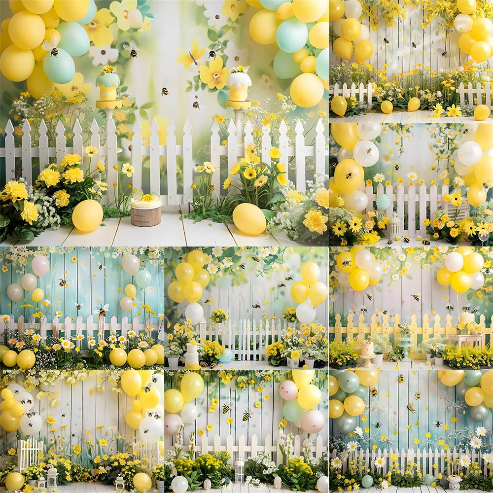 

Daisy Photography Background Wooden Board Wall Flower Balloon Party Decoration Kids Birthday Backdrops Supplies Studio Props